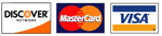 VISA, MasterCard, and Discover cards accepted