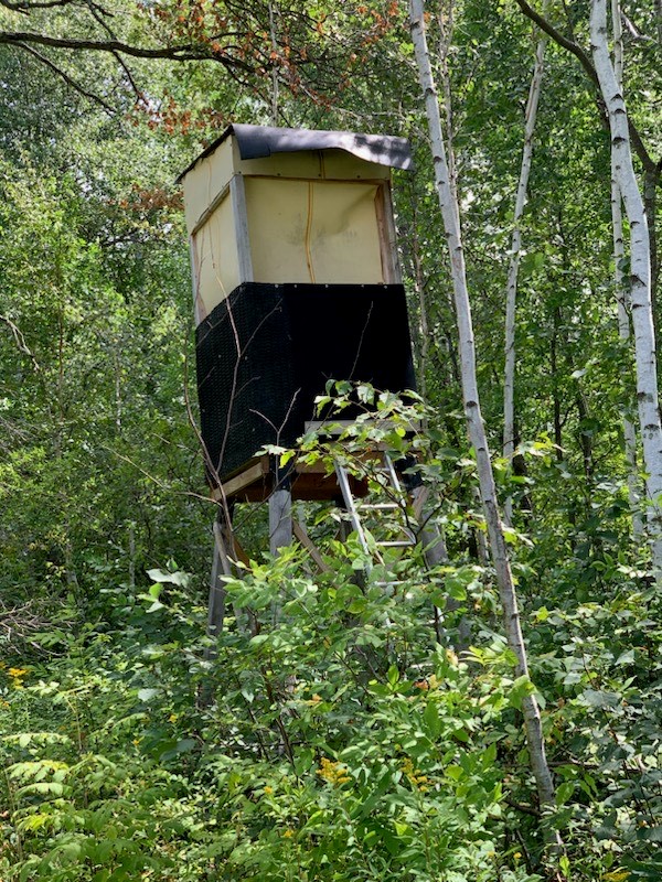 A Deer stand protected with used conveyor belting