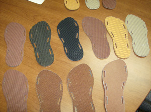 Die Cut shoe soles made by Atlas Belting